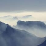 mountains with mist
