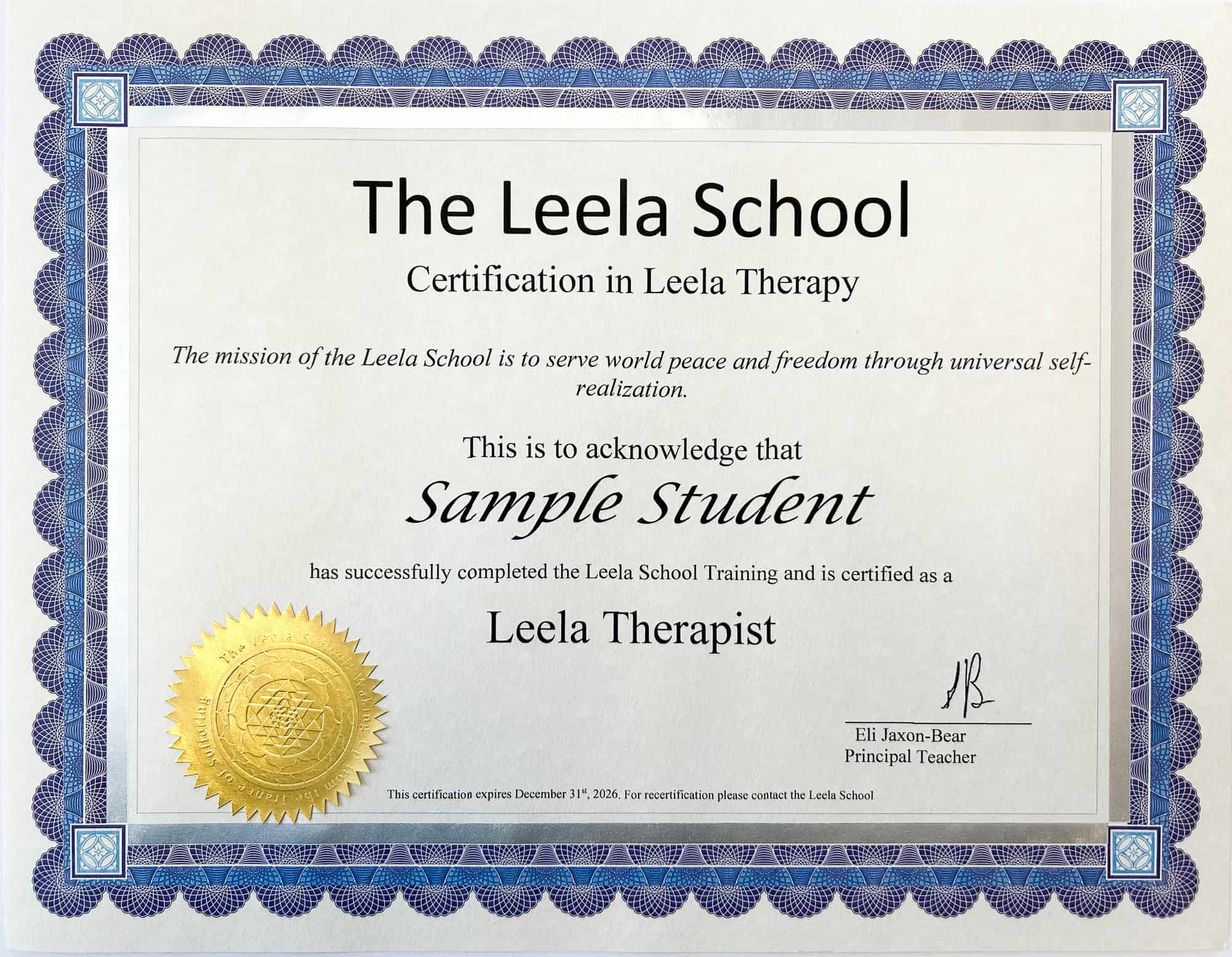 leela therapist cert 2025 2